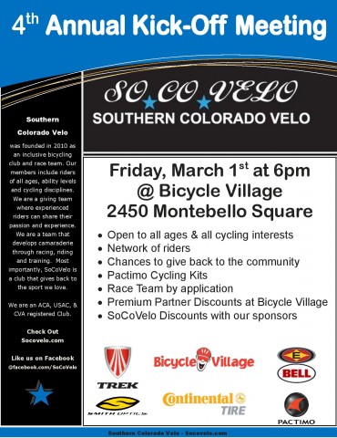 Southern Colorado Velo 2013 Annual Meeting Flyer