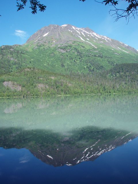 Mountain and Reflection in Lake Along Seward Highway