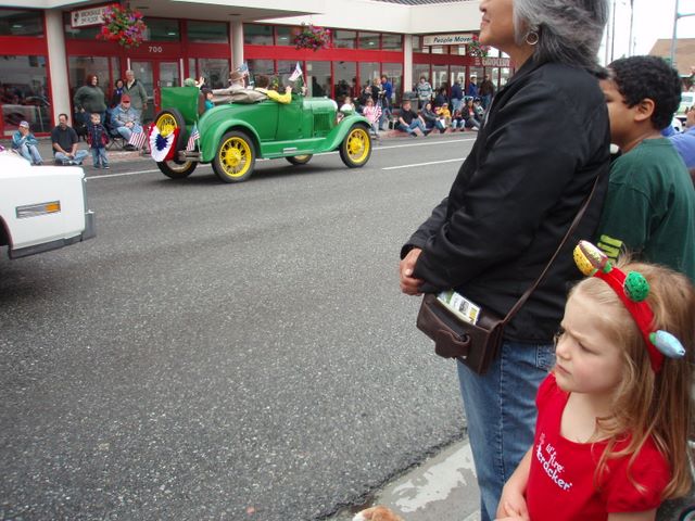 Fourth of July Parade in Anchorage.  Danielle thought Aunt Barb's Christmas head band looked like fireworks.