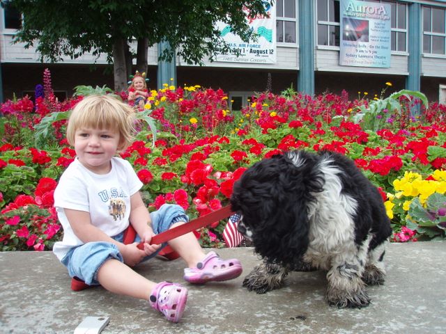 Danielle and Cassidy with Barb's dog Tisha